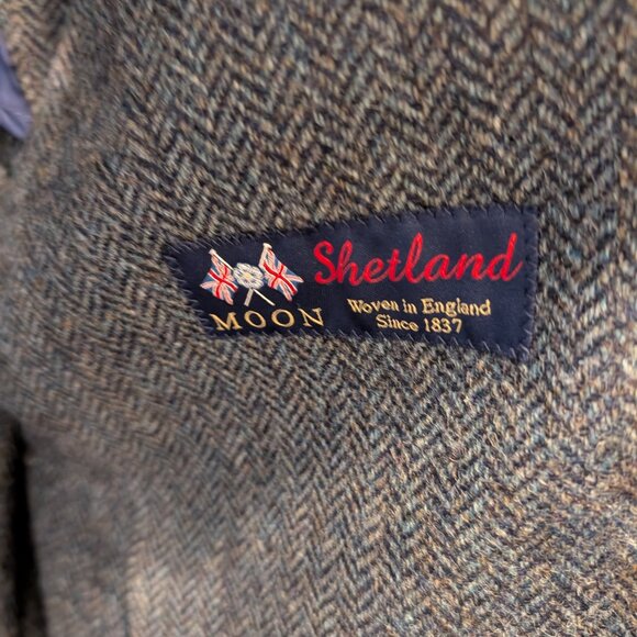Curzon Classics Navy Herringbone Shetland Tweed Teba Jacket 46R/58R - Picture 6 of 8